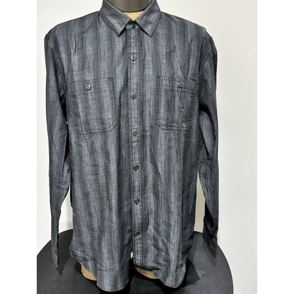 Lands End X Blake Sheldon L Grey Blue Buttoned Front Shirt Cowboy Western NWTS